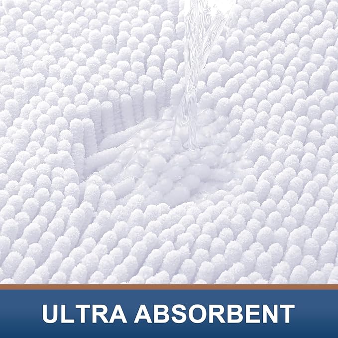 Smiry Luxury Chenille Bathroom Rugs 34x21, Extra Soft and Absorbent Shaggy Bath - Image 4