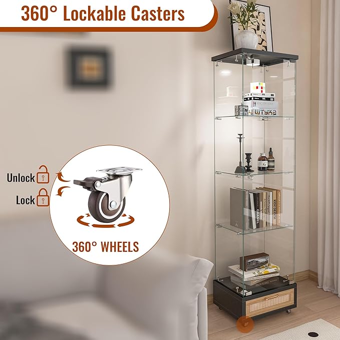 Yoluckea 4 Tiers Glass Display Cabinet - Image 4