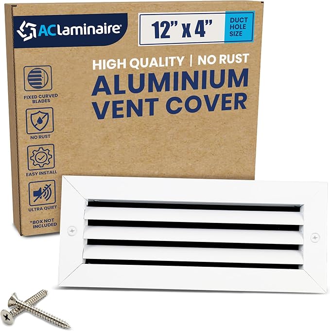 12x4 Inch Air Return Vent Cover Decorative – Premium Aluminum AC Vent Cover by LAMINAIRE