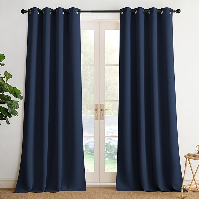NICETOWN Room Darkening Draperies Curtains Panels, 2 Panels Navy Blue W52 x L102 by NICETOWN