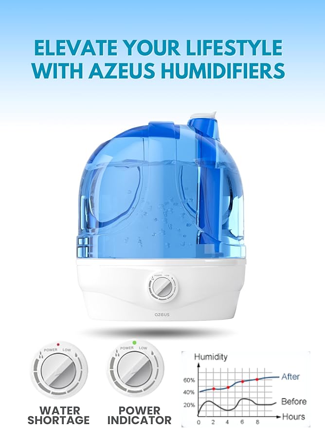 AZEUS 2.8L Large Capacity Ultrasonic Cool Mist Humidifier - Image 3