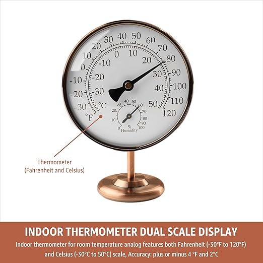 4-Inch Indoor Thermometer and Humidity Gauge, Room Analog Temperature and - Image 3