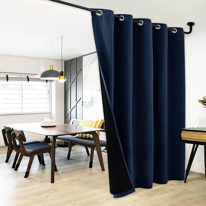 NICETOWN 100% Blackout Cold Blocking Patio Sliding Door Curtain, Wide Lined - Image 2