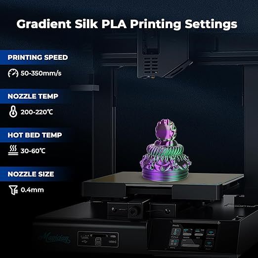 AMOLEN Silk PLA 3D Printer Filament Bundle, Shiny Dual Color PLA Filament - Image 5