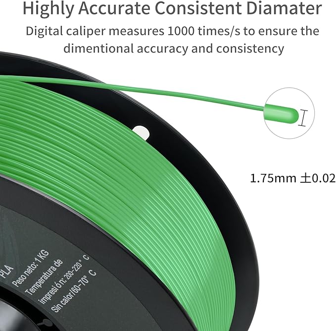 PLA 3D Printer Filament, Dimensional Accuracy +/- 0.02 mm, 1 kg Spool, 1.75 - Image 5
