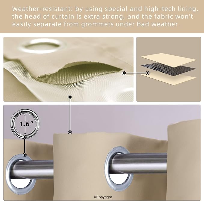 Waterproof Outdoor Curtain W84 x L84 - Image 3