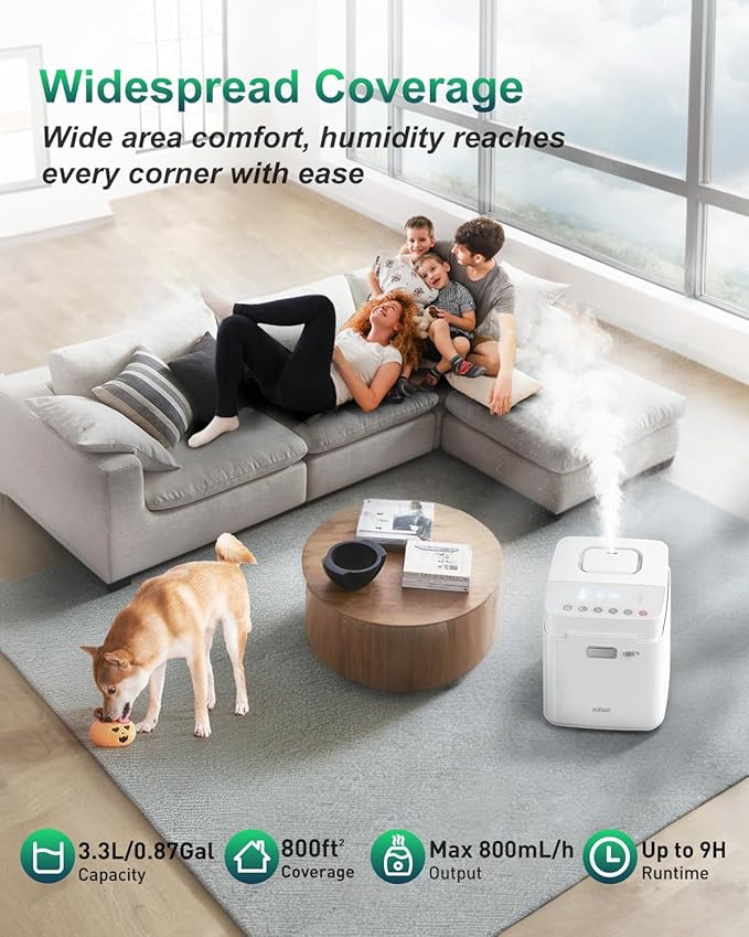 Mifasol Stainless Steel Warm Mist Humidifier, 3.3L/0.87Gal Steam Humidifier - Image 3