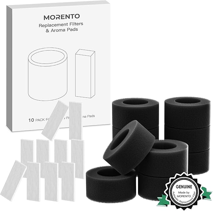 MORENTO Humidifier Replacement Water Filters 10 Pack & Aroma Pads 10 Pack by MORENTO