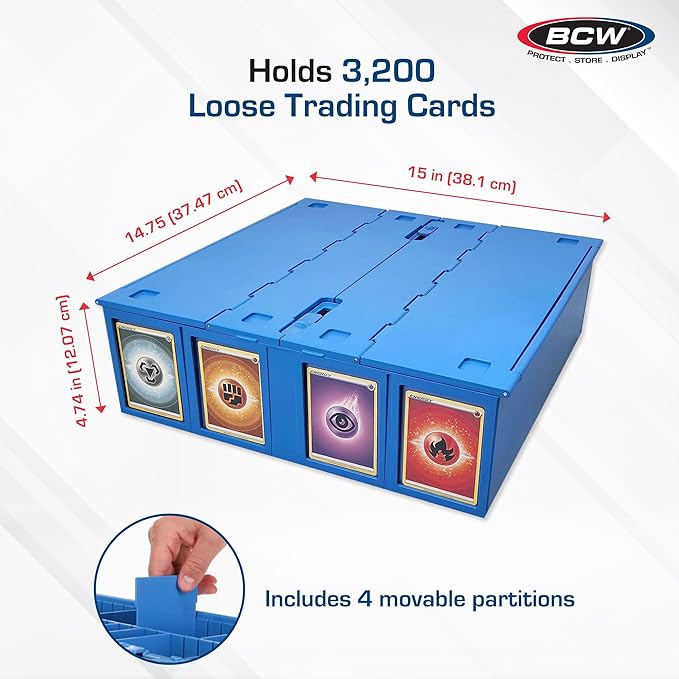 BCW Collectible Card Bin – Blue | Holds 3200 Cards | Includes 4 Dividers | - Image 3
