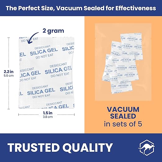 Wallaby 2 gram Food Safe Pure White Silica Gel Desiccant Dehumidifier Packs - Image 2