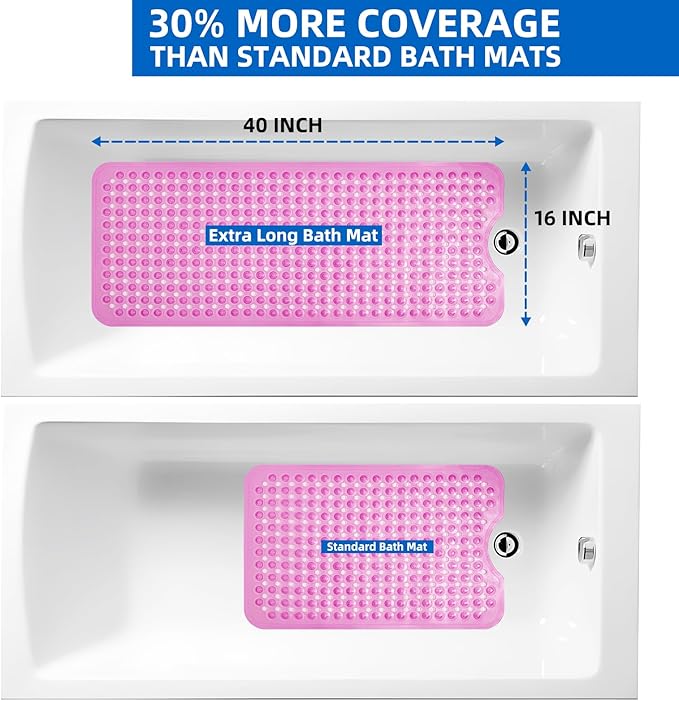 ZHICHENG Bath Tub and Shower Mats, Non-Slip 39 x 16 Inch Extra Long Bath Mat - Image 6