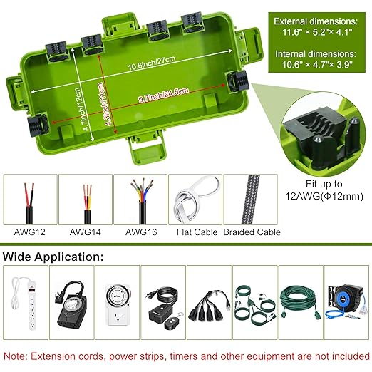 Outdoor Electrical Box Waterproof, OUTDSPLY Medium Outdoor Electrical Boxw/ 6 - Image 5
