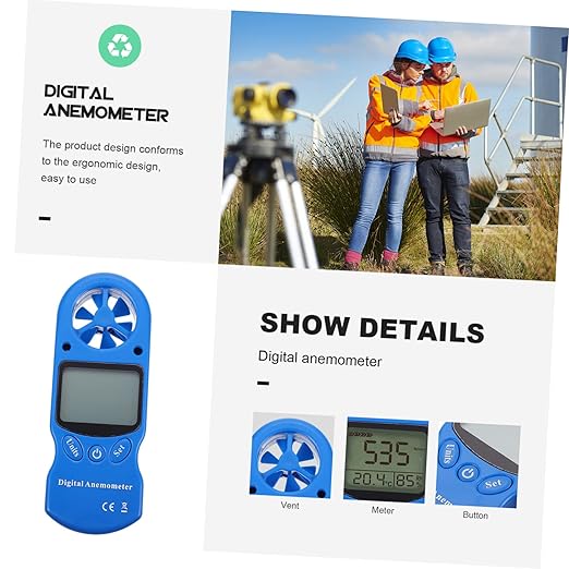 GLEAVI Handheld Thermometer Hygrometer Air Flow Velocity Wind Gauge LCD Display - Image 6