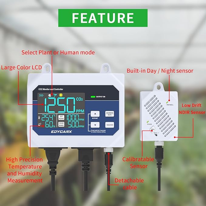 CO2 Controller with Temperature and Humidity Display Day and Night with Relay - Image 2
