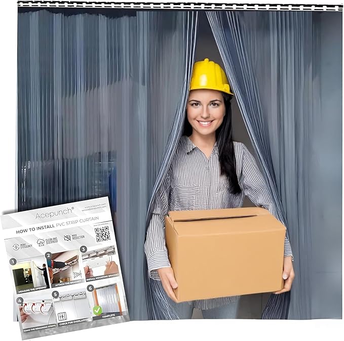Clear PVC Smooth Plastic Strip Door Curtain Kit 5 x 7' Standard 60 x 83.8 in by Acepunch