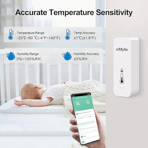 WiFi Temperature Humidity Sensor, Wireless Indoor Thermometer Hygrometer - Image 3