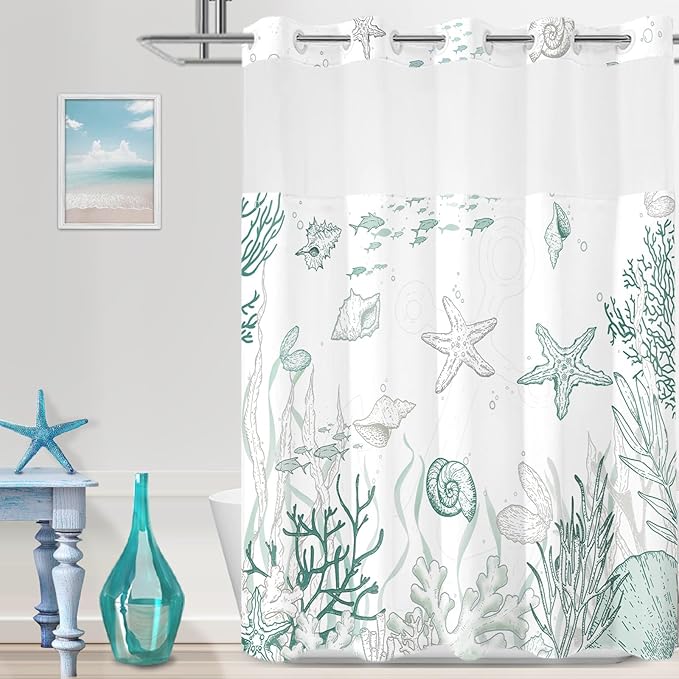 Extra Long No Hook Shower Curtain by TWLSNCD