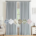 Kayne Studio Blue Fog Pinch Pleated Full Blackout Curtains, Linen Blend Room by KayneStudio