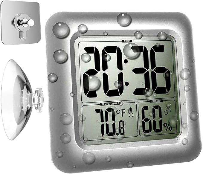 Large Waterproof Bathroom Shower Wall Clock, Big Digital Water Resistant by HomemelindaExquisiteClock