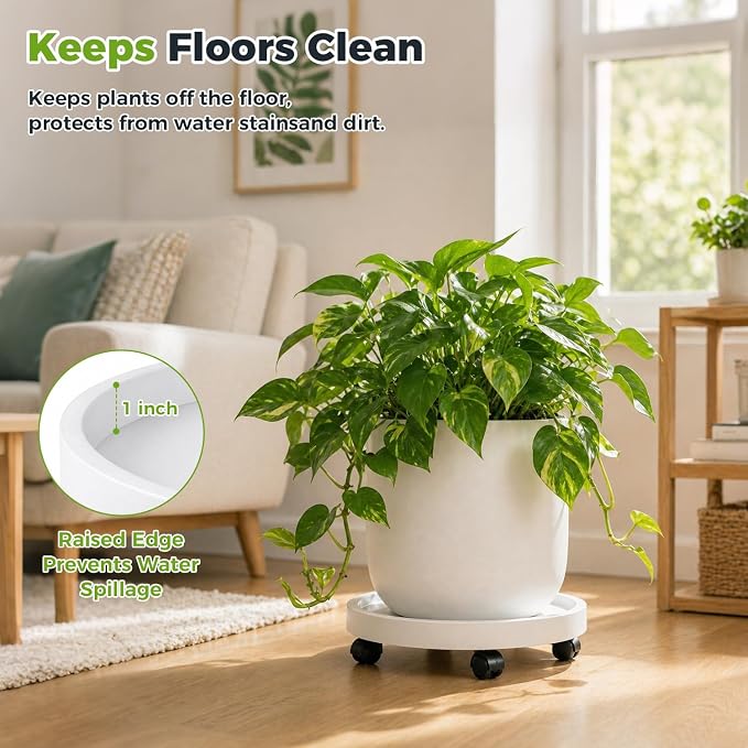 4 Packs Plant Caddy with Wheels 12" Plant Stand Potted Plant Mover Heavy Duty - Image 5