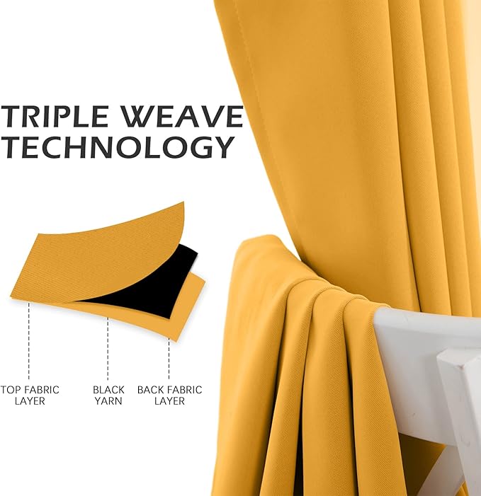 MYSKY HOME Yellow Blackout Curtains - Image 4