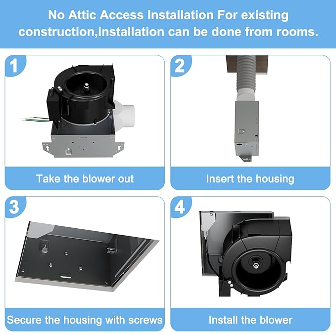 Bathroom Exhaust Fan, 50 CFM, 1.0 Sone DC Motor, Quiet Bathroom Fan - Image 4