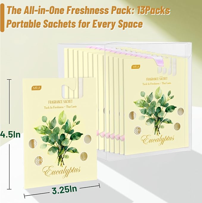 MR.A 13 Packs Eucalyptus Scented Sachets, Fragrance Sachet Bags - Image 5