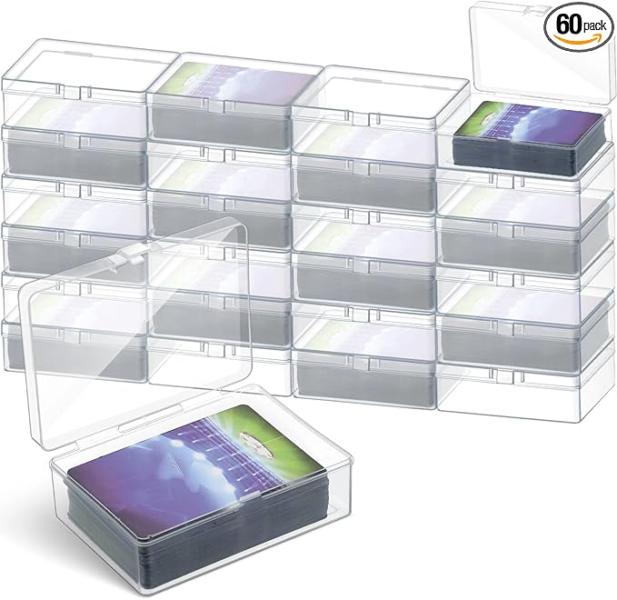 Vicenpal 60 Pcs Playing Card Boxes Clear Plastic Deck Cases Trading Card by Vicenpal