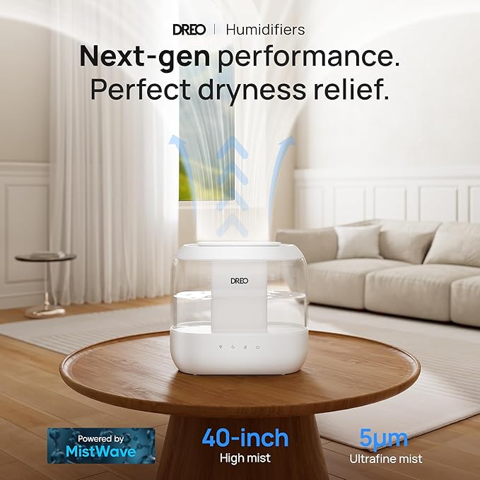 Dreo Humidifiers for Bedroom, 4L Top Fill for Large Room, 36H Runtime, 28 dB - Image 2