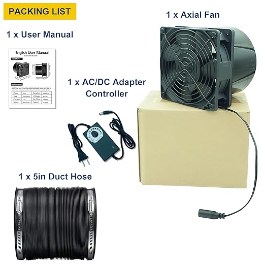 5in Air Exhaust Fan Fume Extractor, 6000RPM 210CFM DC12V Fan w/ 6.5ft Hose - Image 6