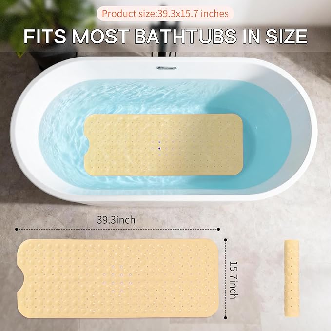 Anti-Slip Bathtub Shower mat, 39.3×15.7 inch（Approximately 100 × 40cm） Soft - Image 4