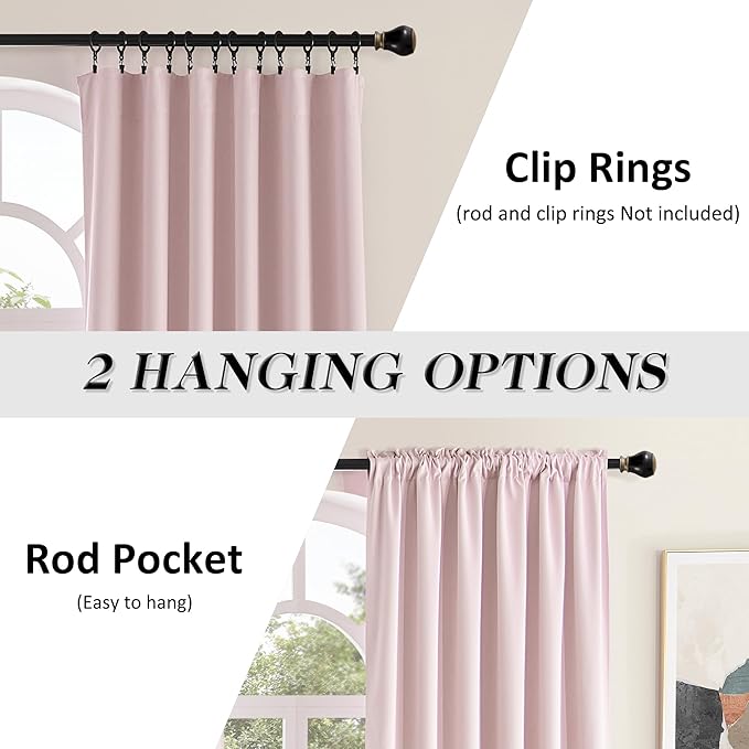 DONREN Blush Pink Room Darkening Soft Curtains - Image 2