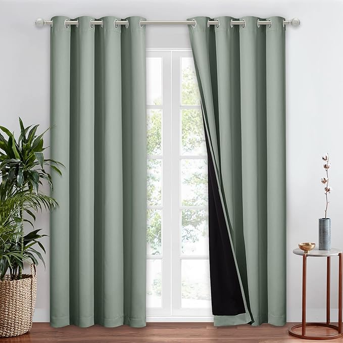 NICETOWN Greyish Green 100% Blackout Window Curtain Panel, Cold and Full Light by NICETOWN
