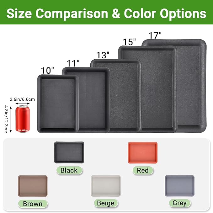 GREANER Grey Plastic Trays 11 Inch, UV Resistant Plant Pot Saucers - Image 3