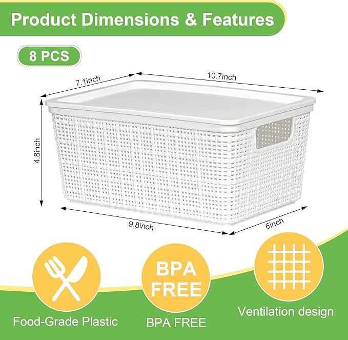 6 Pack Plastic Storage Baskets - Image 3