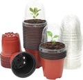 Plant Nursery Pots with Humidity Domes, 50 Sets 4 Inch Soft Nursery Pots by RooTrimmer