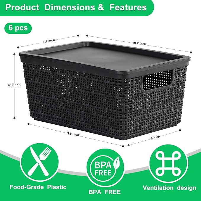 6 Pack Plastic Storage Baskets - Image 3