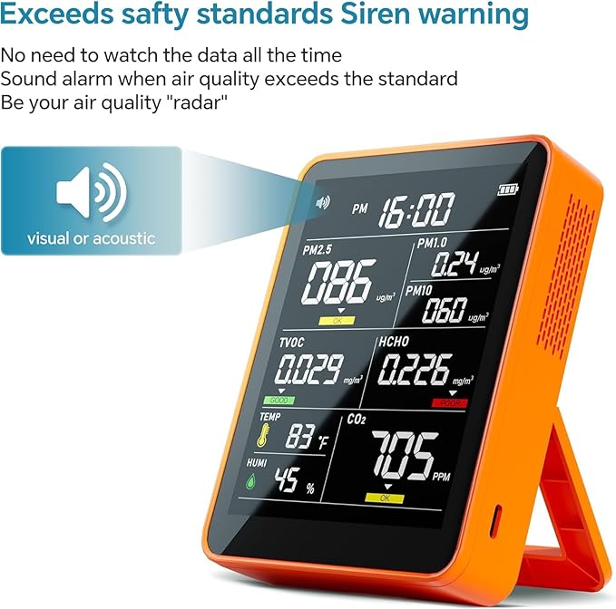 Air Quality Monitor Indoor, 13-in-1 Smart Air Quality Tester - Image 3