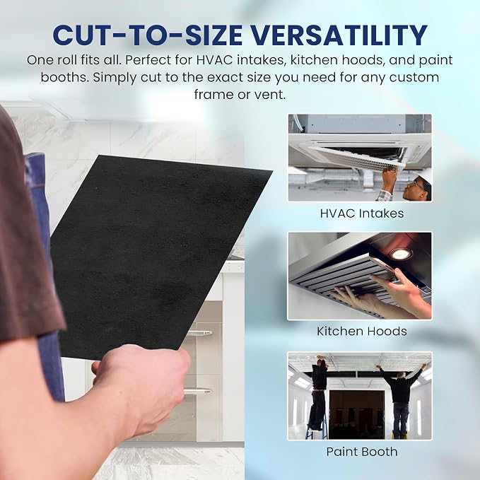 Activated Carbon Filter Media Roll, 31 in x 100 ft | Cut to any size; 1/4 in; - Image 5