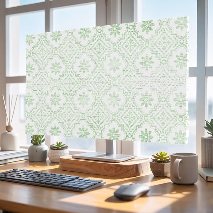 Abstract Damask Green Floral Indoor TV Cover, Elastic TV Screen Protector - Image 4