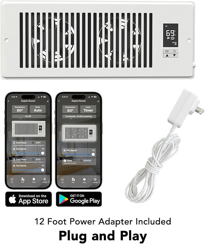 Quietcool Register Booster Fan for 6" x 12" Registers - Image 2
