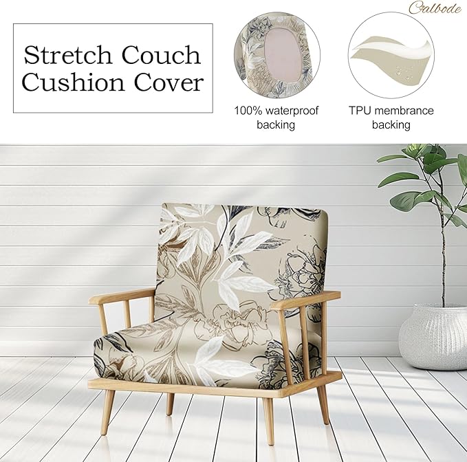 8Pcs Outdoor Stretch Cushion Covers, Waterproof Outdoor Chair Floral Cushion - Image 4