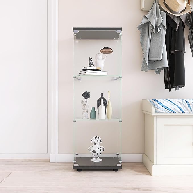 Yoluckea 3 Shelves Glass Display Cabinet - Image 4