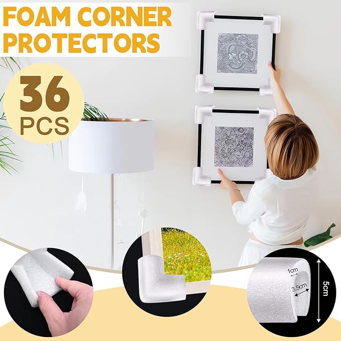 36 Pcs Foam Corner Protectors for Shipping, L-Shaped Edge Guards for TV Moving - Image 3