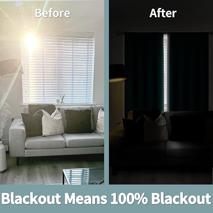 BGment Christmas Green 100% Blackout Curtains - Image 3