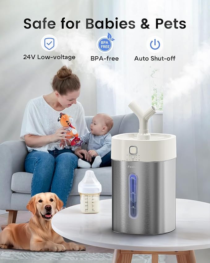 Feekaa Stainless Steel Humidifier, 3.8L/1Gal Cool Mist Humidifiers - Image 4