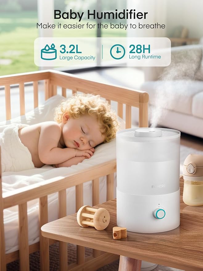 FOHERE Humidifier for Bedroom Baby, 3.2L Top Fill Cool Mist Humidifiers for - Image 2