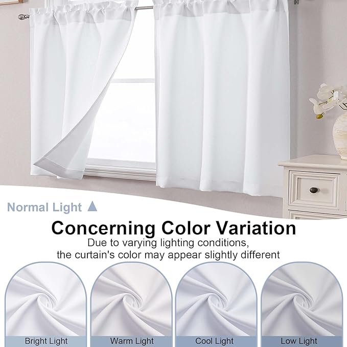 Chyhomenyc Light Filtering Short Curtains 24 Inch Length, Small Kitchen Window - Image 8