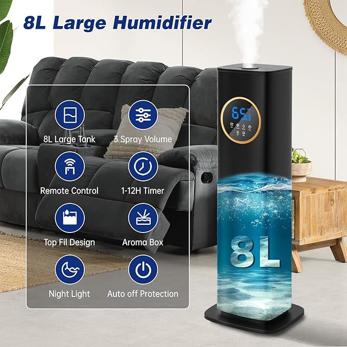 Humidifiers for Bedroom, 2.1Gal/8L Humidifier large room - Image 3