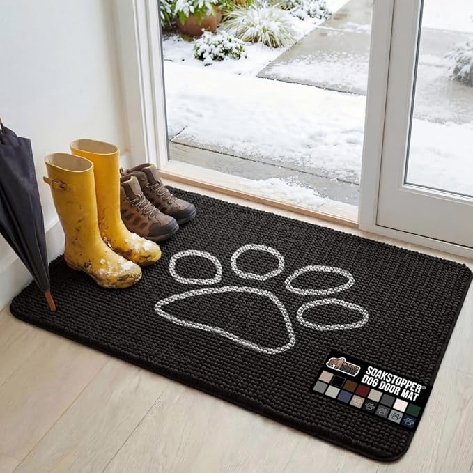GORILLA GRIP SOAKSTOPPER Dog Door Mat, 48x30 Machine Washable Rug Absorbent by GorillaGrip